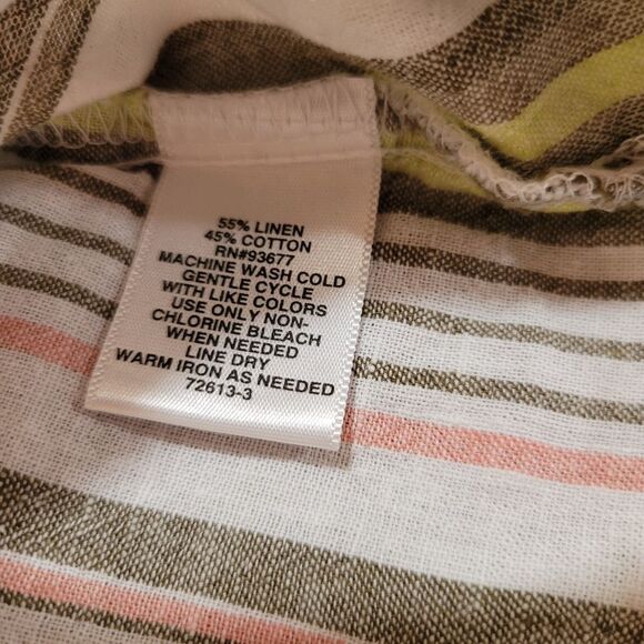 Liz Claiborne size medium linen cotton multi color stripped tunic - Picture 7 of 9